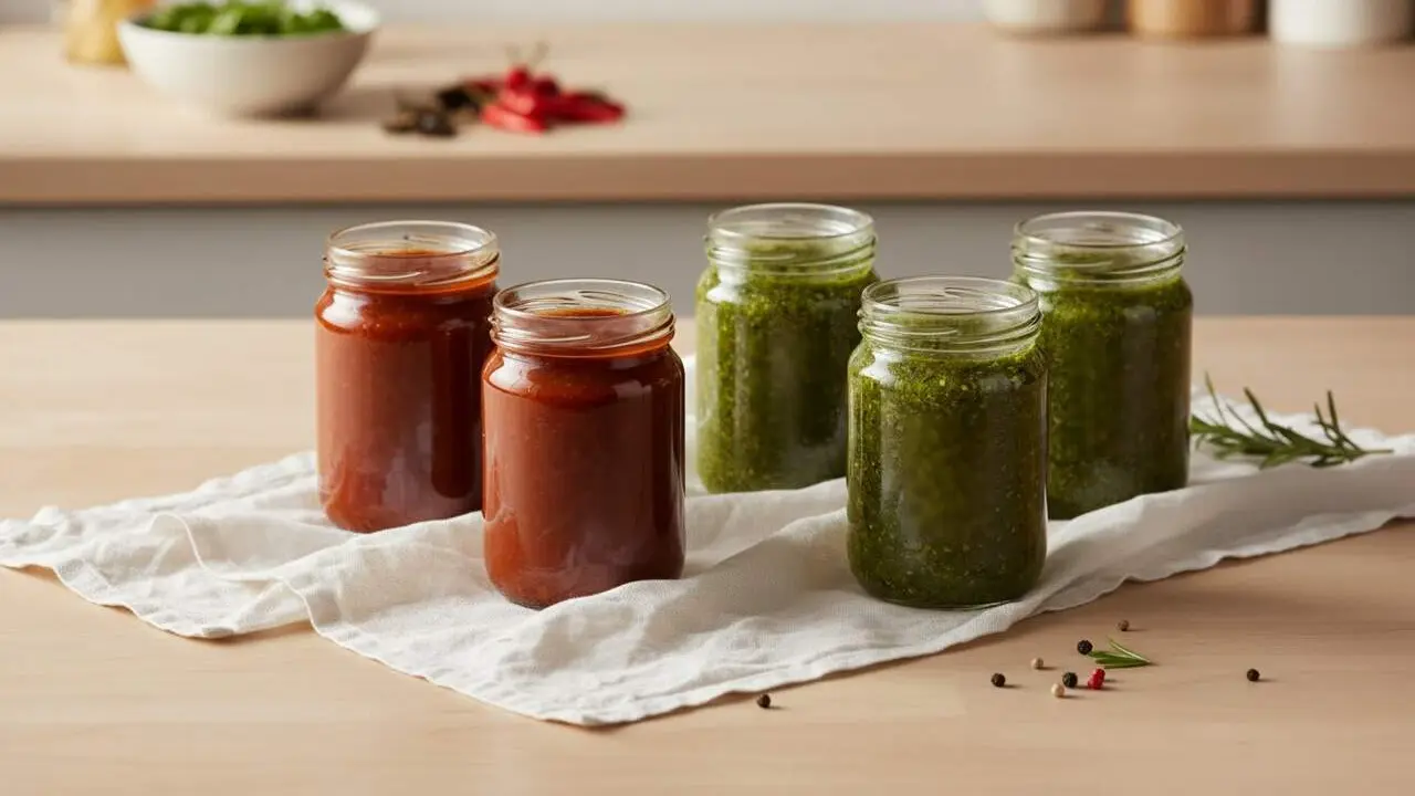 Imatge de diversos lots de salses de barbacoa i chimichurri amb alerta per gluten no declarat segons AESAN 2026 - Imagen generada por IA 