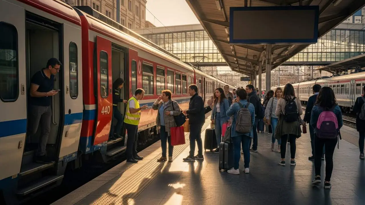 Incid&egrave;ncia t&egrave;cnica causa un retard de 72 minuts en un tren antic de l&rsquo;R17 entre Salou-PortAventura i Barcelona &mdash; Imagen generada por IA
