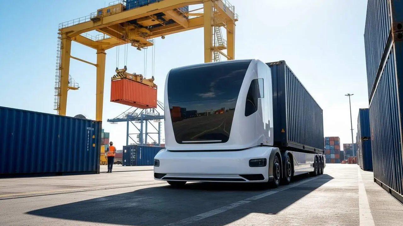  Smart Trailer aut&ograve;nom de Voltempo que ofereix 5 a 7 tones m&eacute;s de c&agrave;rrega eliminant la cabina del vehicle per a rutes log&iacute;stiques - Imagen generada por IA 