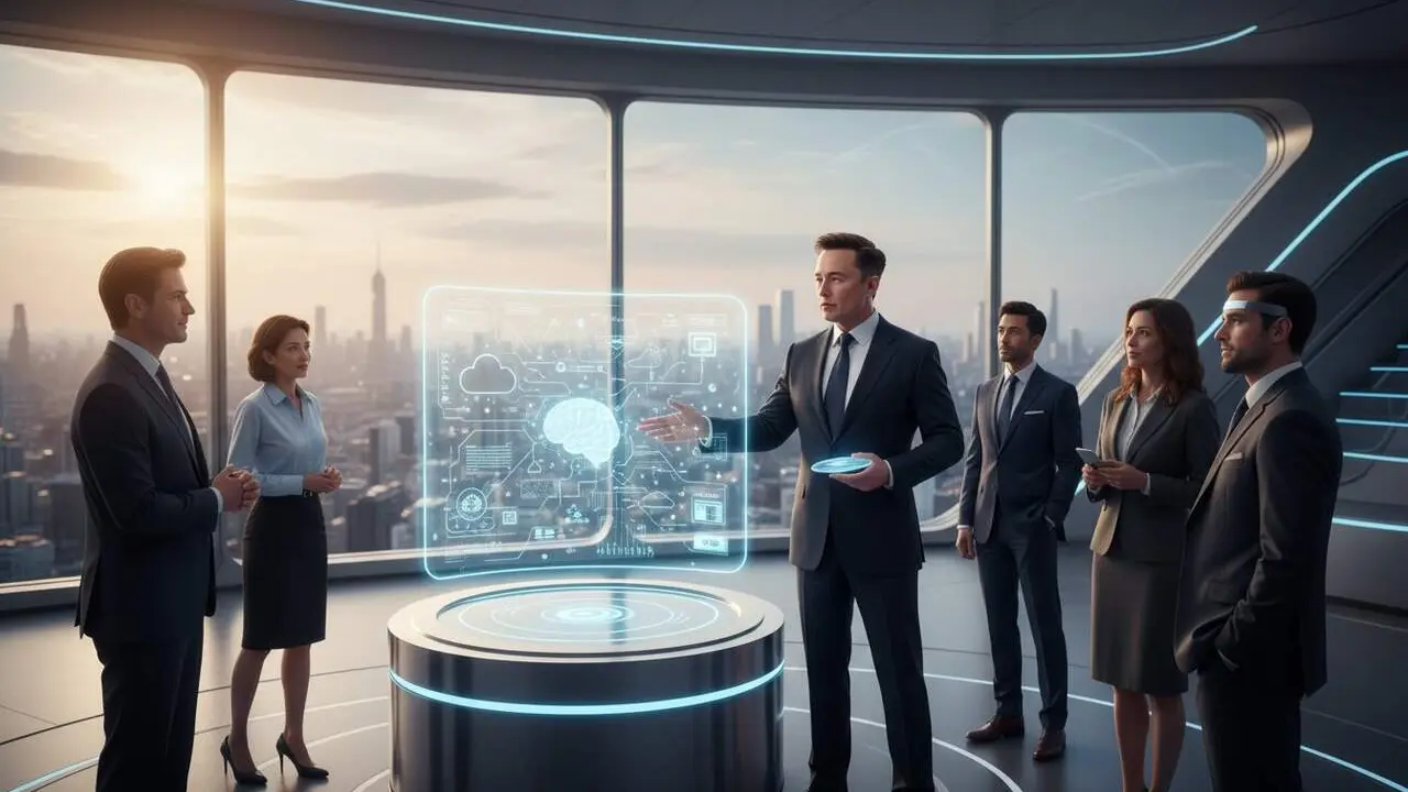  Elon Musk prediu la caducitat dels m&ograve;bils en cinc anys i aposta per nodes d'infer&egrave;ncia i intel-lig&egrave;ncia artificial avan&ccedil;ada - Imagen generada por IA 