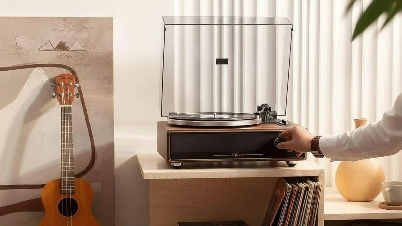  Reproductor de vinils Tocadiscs 1 BY ONE 1‑AD07DE02 amb disseny modern i qualitat de so excepcional per als amants del vinil - Imagen generada por IA 