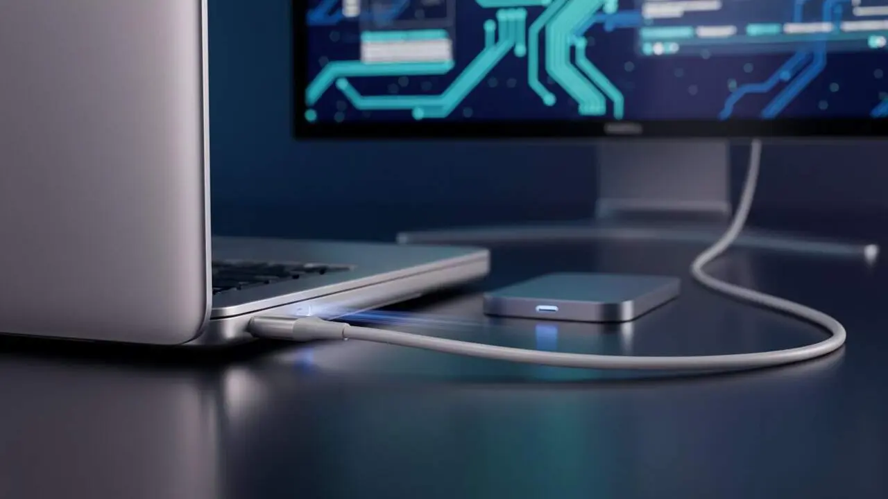  Port Thunderbolt i USB4 compatible amb xips Apple M1, M2 i M3 per a transfer&egrave;ncies i perif&egrave;rics avan&ccedil;ats - Imagen generada por IA 