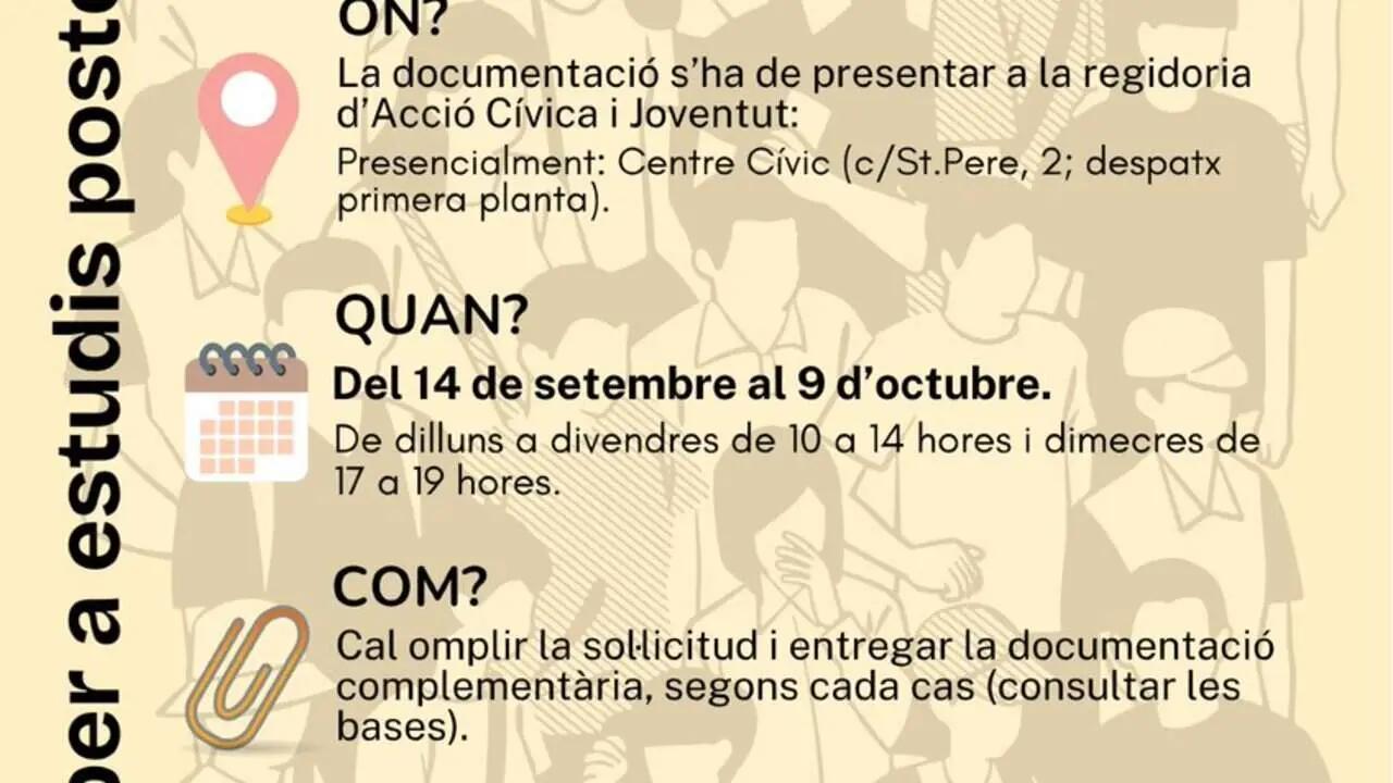  Obertura de la convocat&ograve;ria d'ajuts per a estudis postobligatoris curs 2026 2027 amb sol-licituds des del 14 de setembre - Imagen de la Fuente 