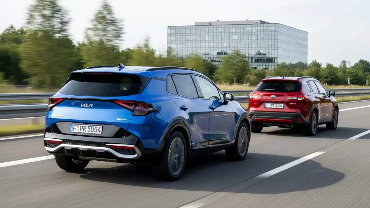  Kia Sportage h&iacute;brid amb oferta d'11.000 euros davant del Toyota Corolla Cross - Imagen generada por IA 
