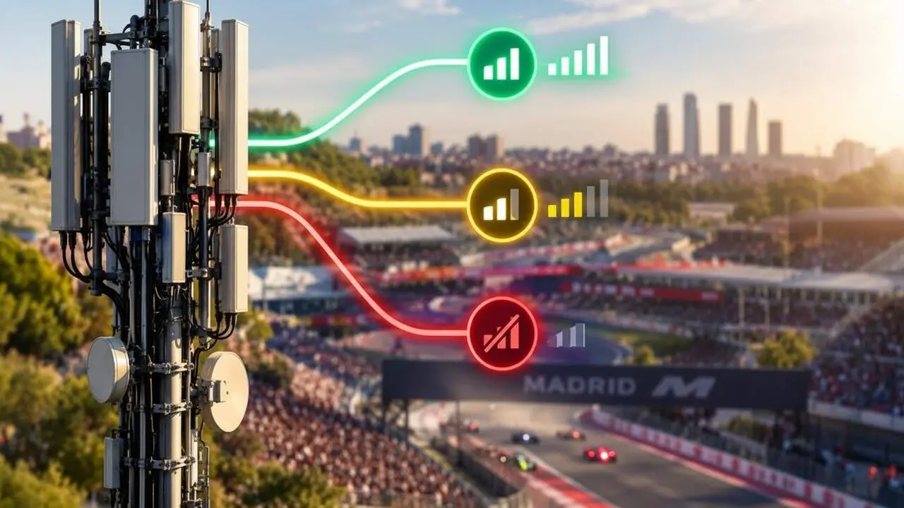 Fast pass a la F1 de Madrid: prioritat de xarxa amb network slicing &mdash; Imagen generada por IA