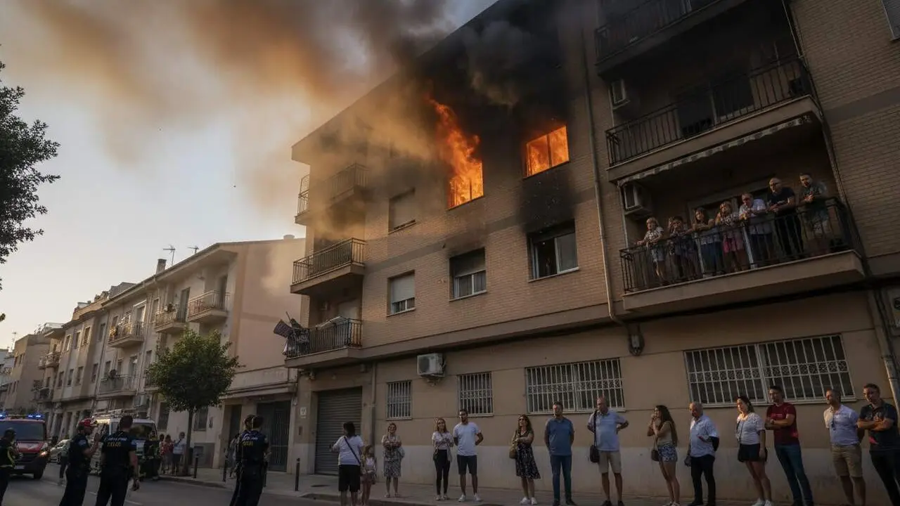  Incendi en un pis de Tarragona amb 13 ve&iuml;ns confinats i 14 autoevacuats - Imagen generada por IA 