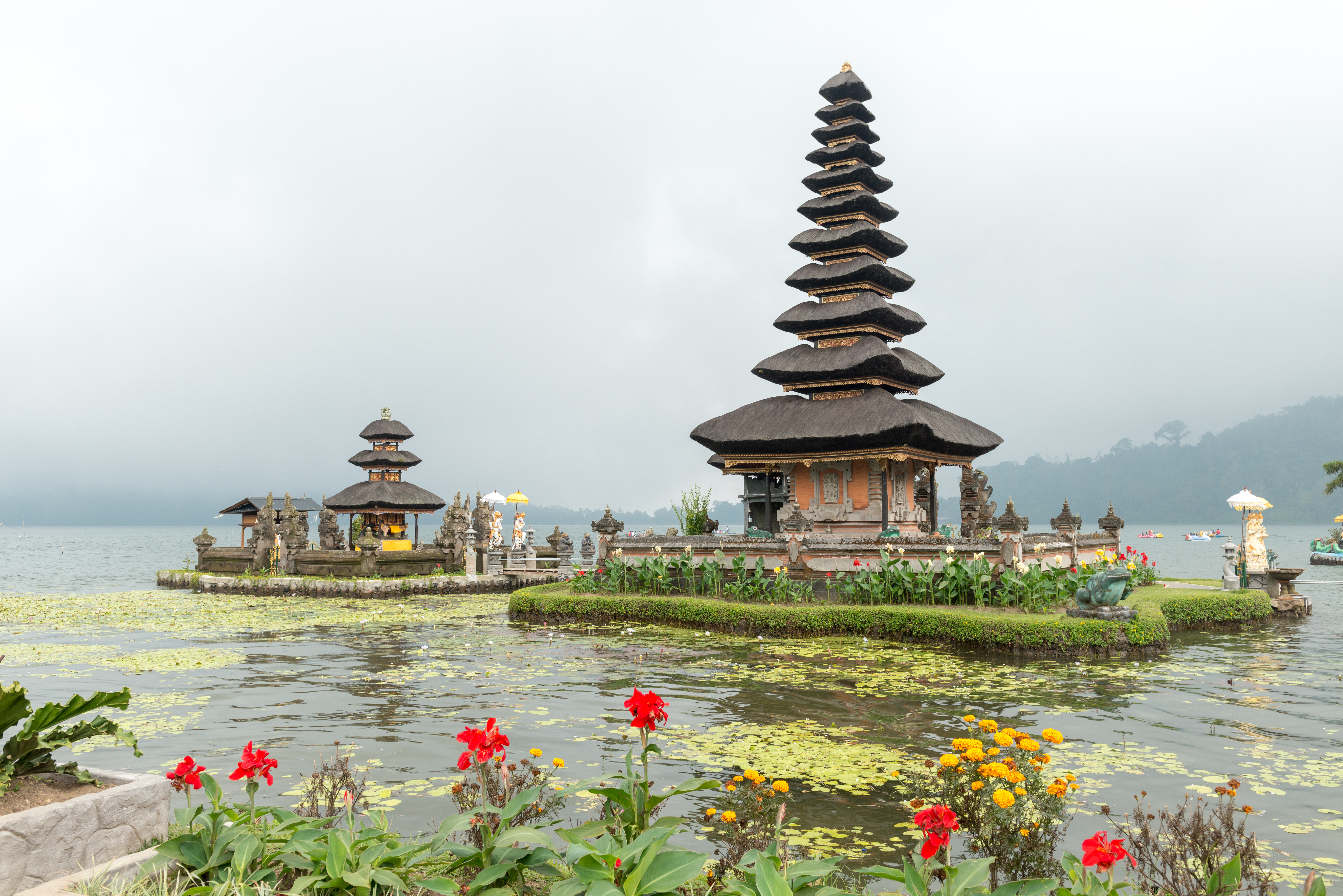Water temple at Bratan lake, Bali. Pura Ulun Danu Beratan