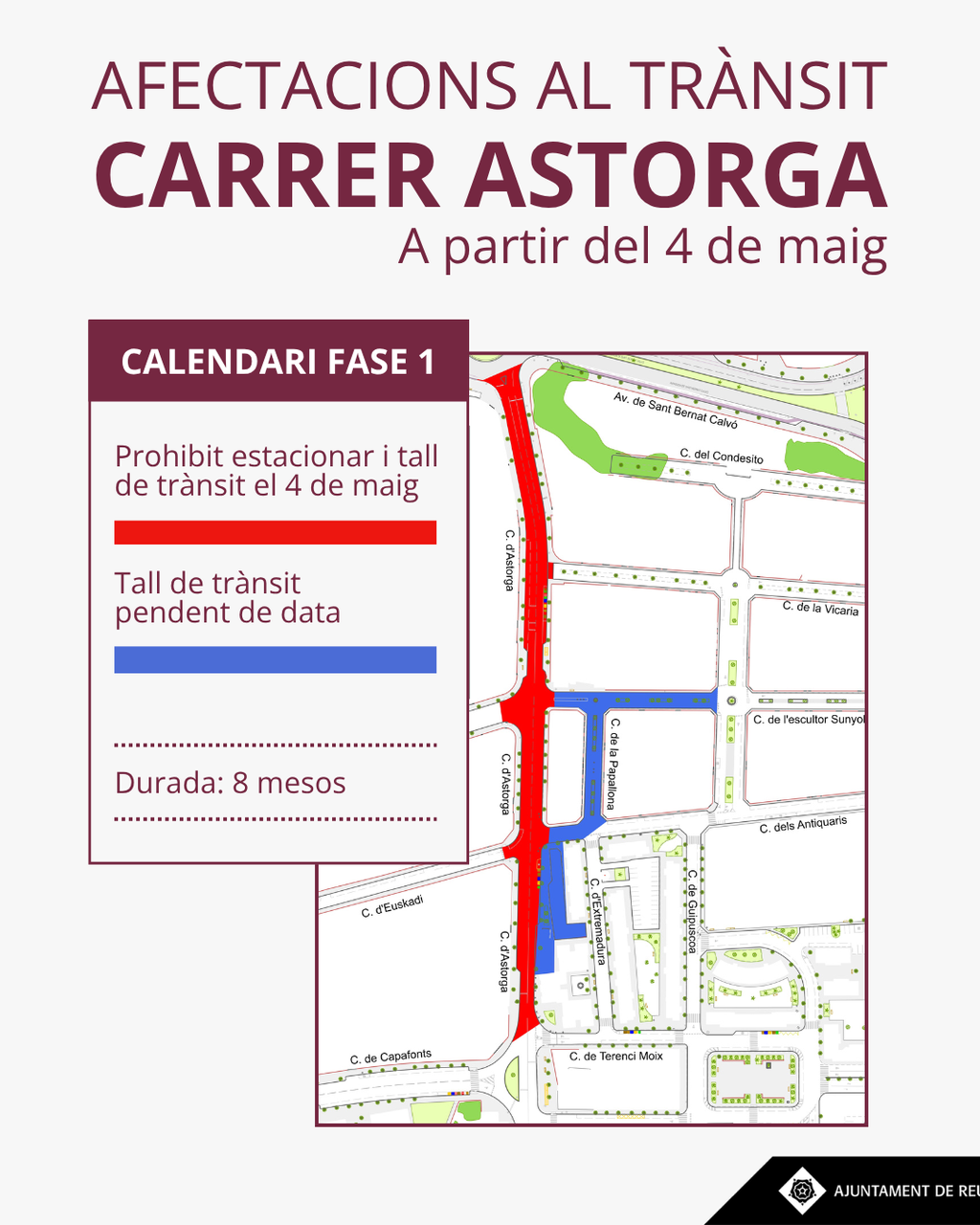 Obras en la calle d'Astorga y el plan de movilidad con alternativas para una mejor circulación urbana — Imagen de la Fuente